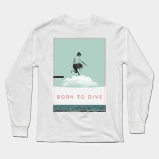 Born To Dive Boy Diving Graphic Art Long Sleeve T-Shirt